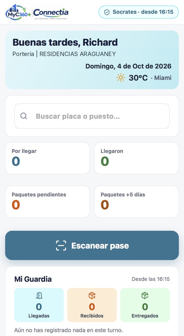 Consola de portería: escanear pase y paquetes