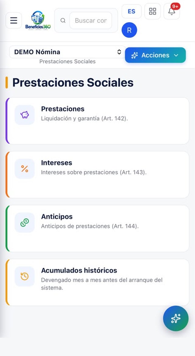 Prestaciones sociales: liquidación, intereses, anticipos y acumulados