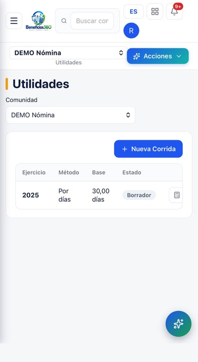 Corrida de utilidades del ejercicio