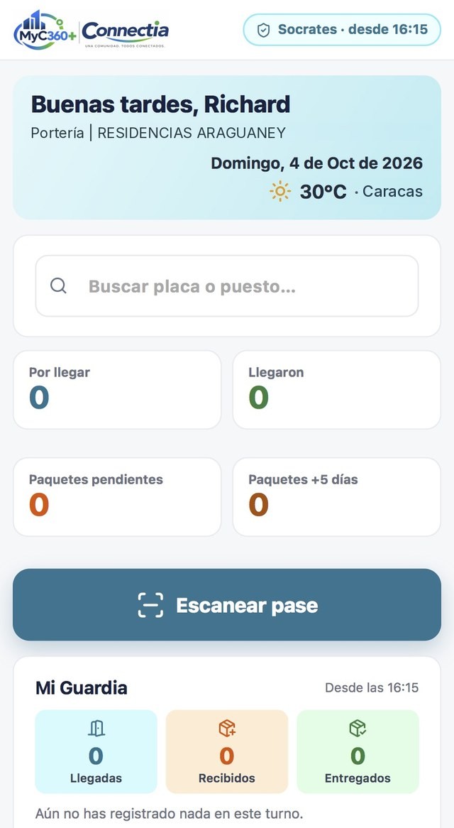 Consola de portería: escanear pase y paquetes
